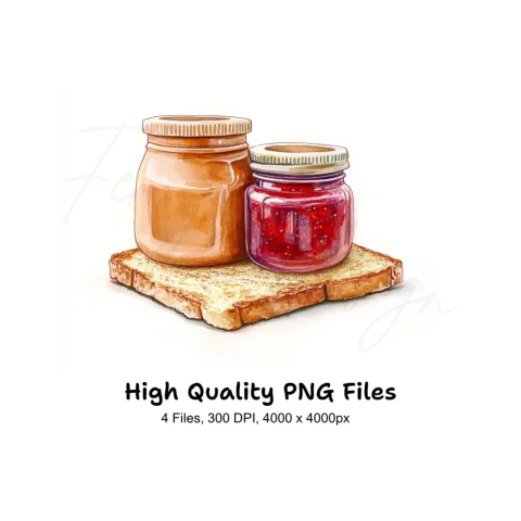 Peanut Butter and Jelly Toast Clipart Bundle