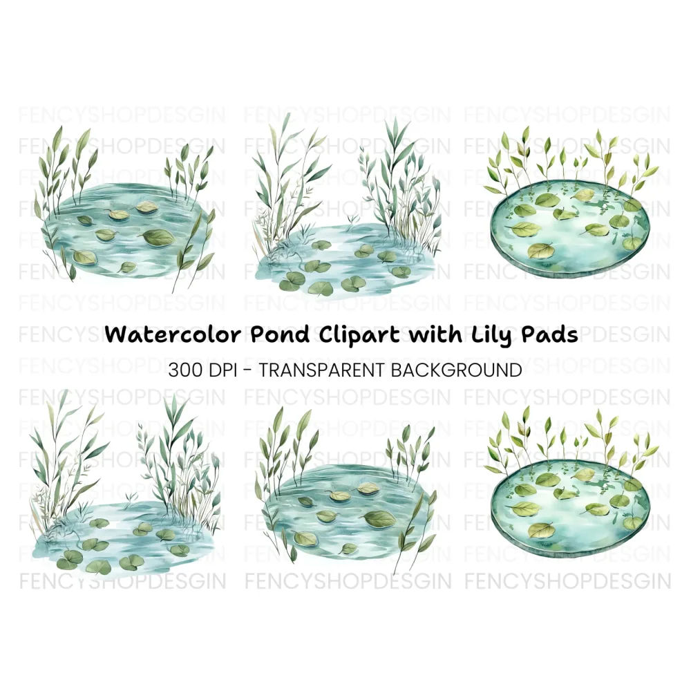 Pond Water Plant Clipart Bundle