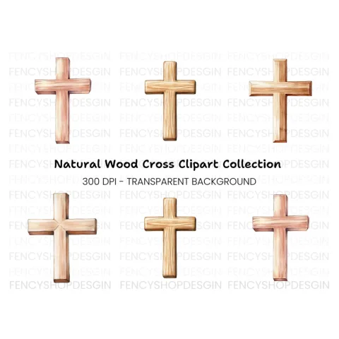 Wooden Crosses Clipart Bundle