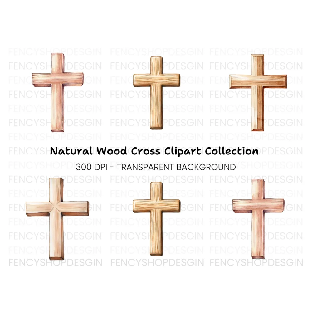Wooden Crosses Clipart Bundle