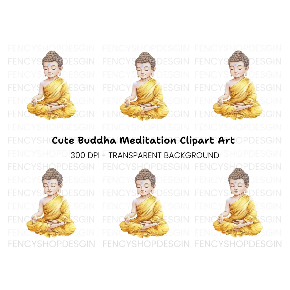 Little Buddha Meditating Clipart Bundle