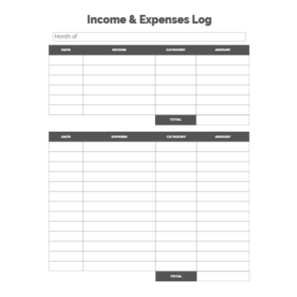 Income & Expenses Log Bundle
