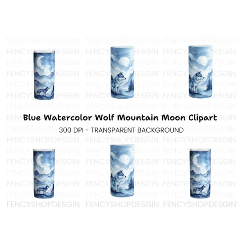 Wolf Moon Tumbler Clipart Bundle