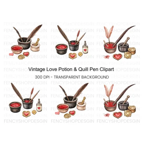 Vintage Love Letter Writing Clipart Bundle