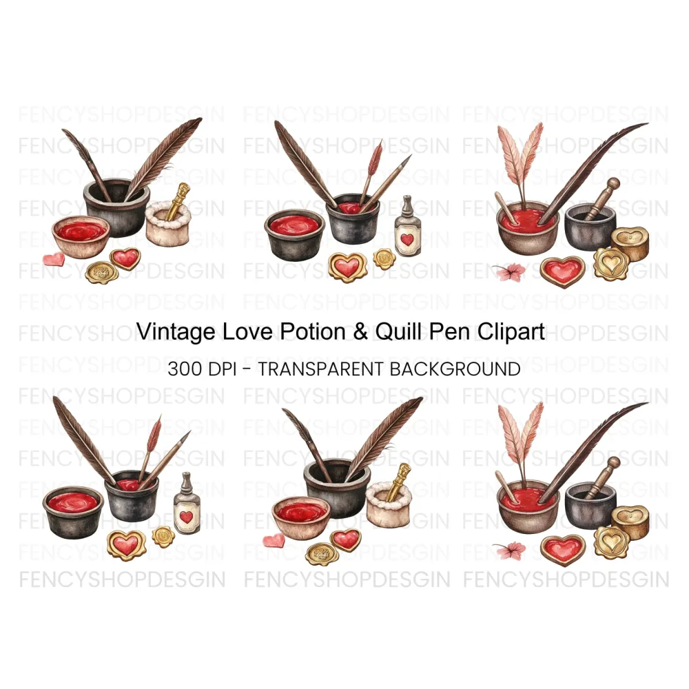 Vintage Love Letter Writing Clipart Bundle