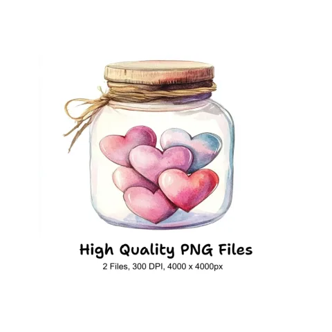 Hearts in Jar Clipart Bundle