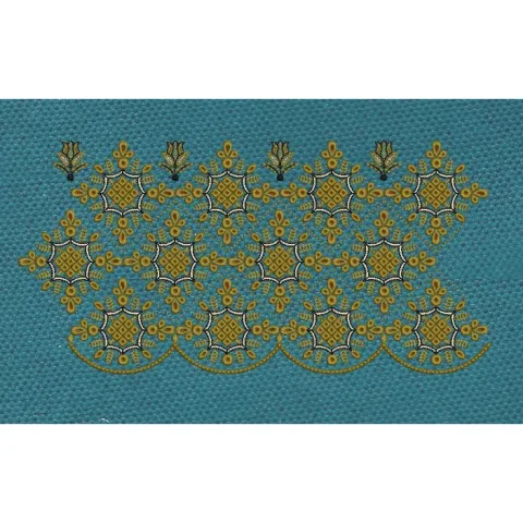 Floral Jacquard Woven Golden Embroidery Design