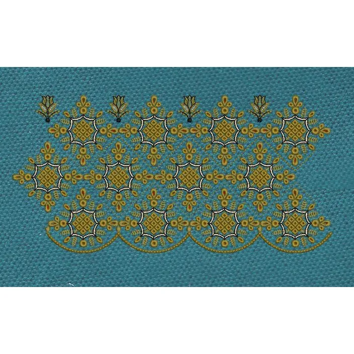 Floral Jacquard Woven Golden Embroidery Design