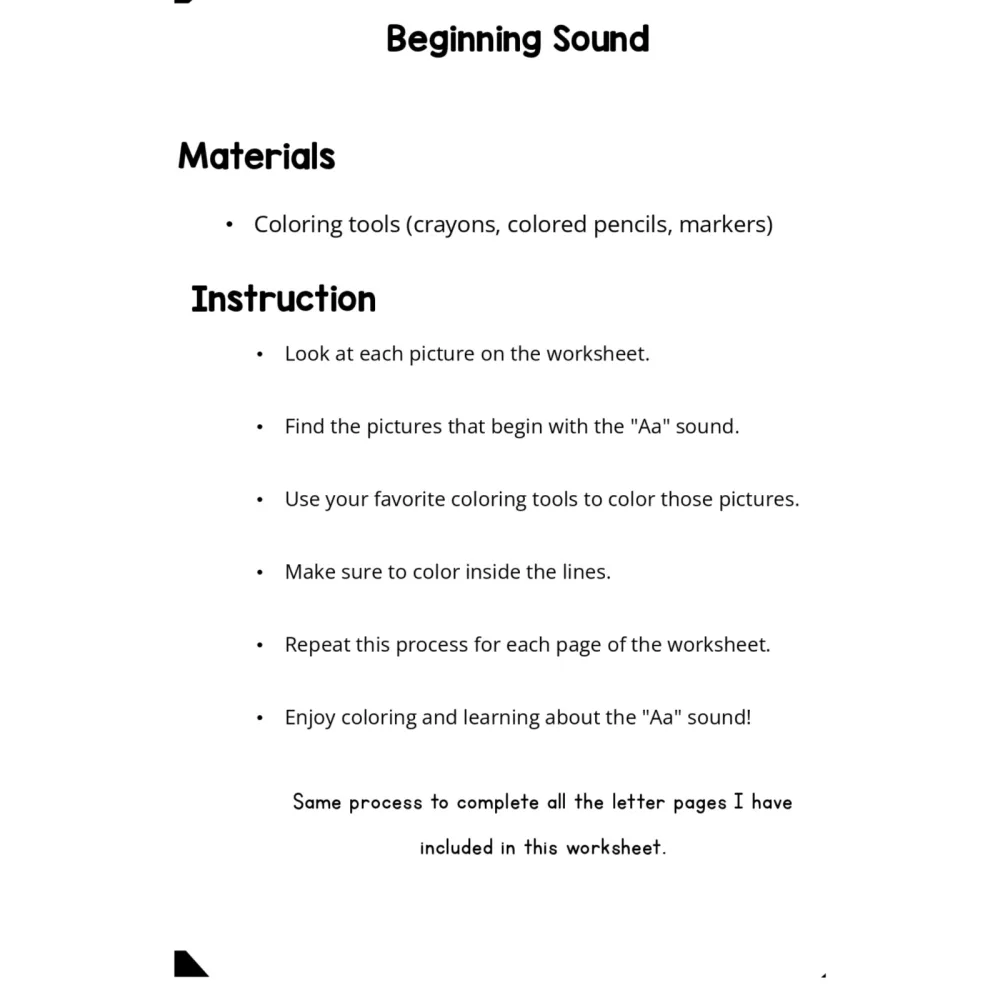 Beginning Sounds Alphabet Coloring Worksheets