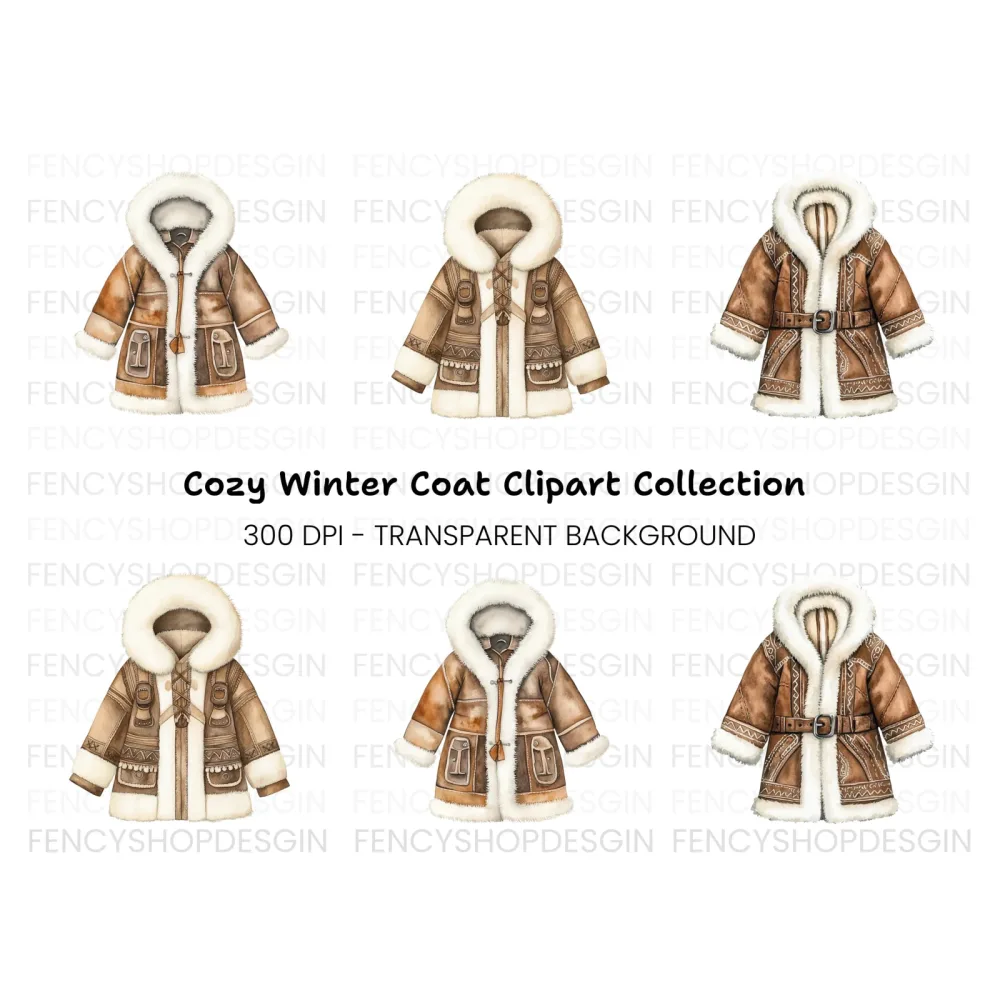 Cozy Winter Coat Clipart Bundle
