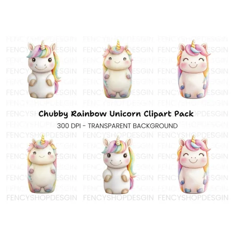 Happy Unicorn Clipart Bundle