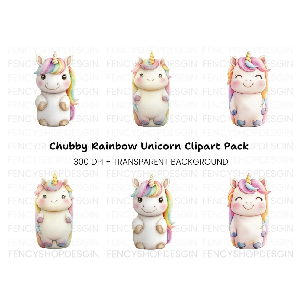 Happy Unicorn Clipart Bundle
