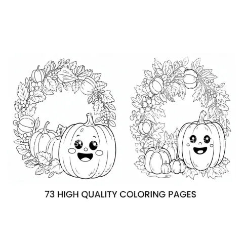 Cute Pumpkin Wreath Coloring Books