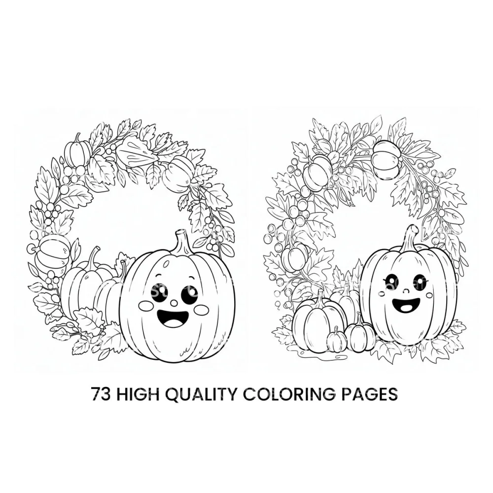 Cute Pumpkin Wreath Coloring Books