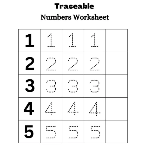 Traceable Numbers Worksheets