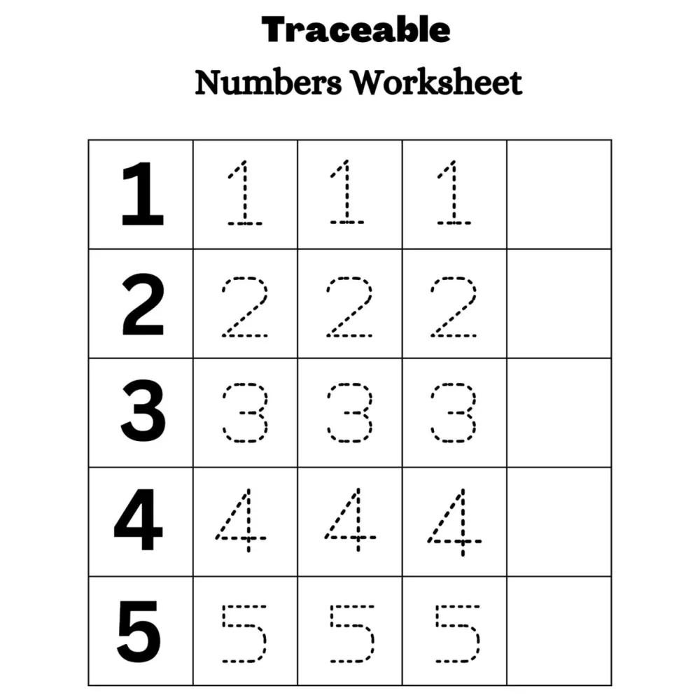 Traceable Numbers Worksheets