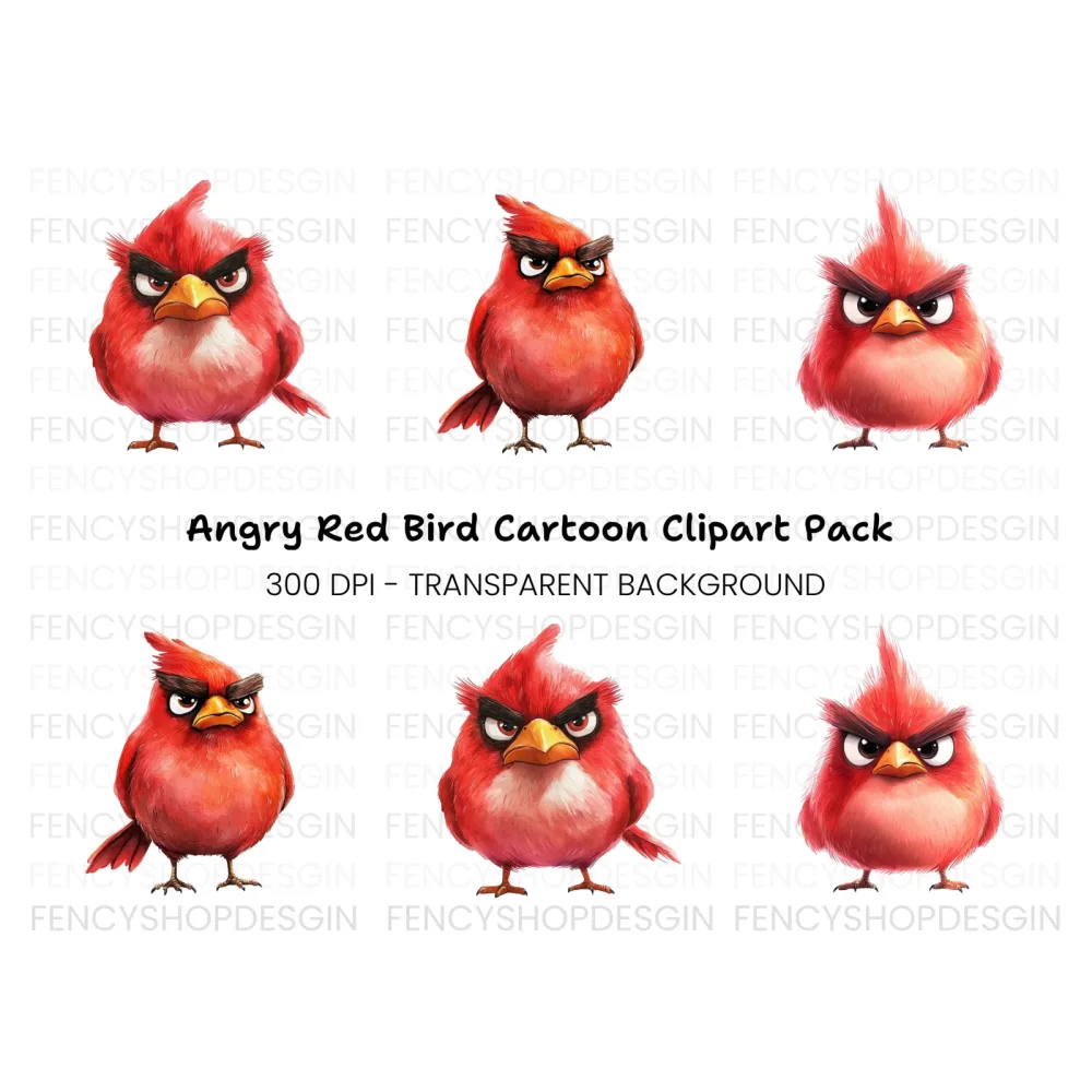 Angry Red Bird Clipart Bundle