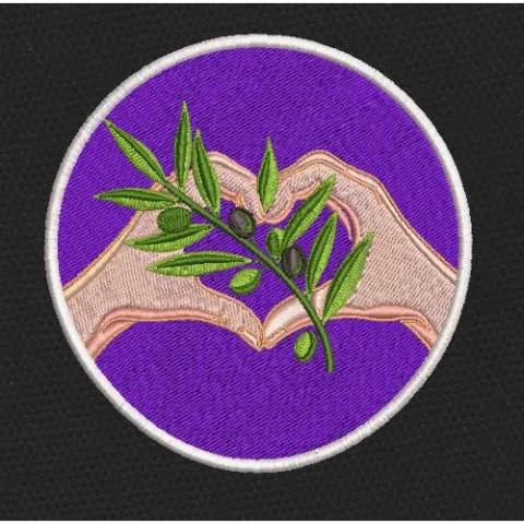 Olive Branch Heart Purple & Green Embroidery Design