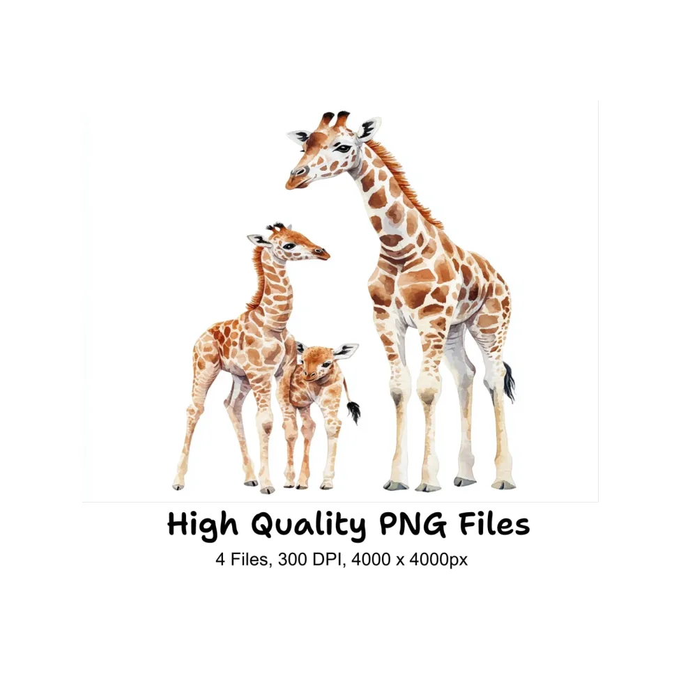 Giraffe Family Clipart Bundle