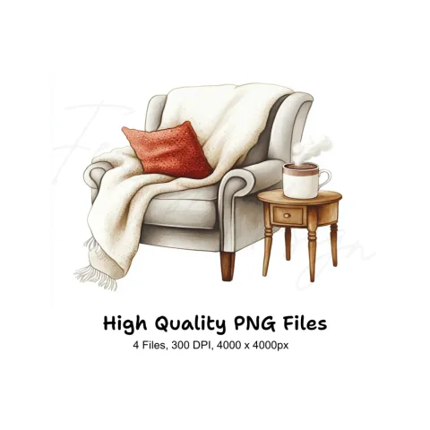 Cozy Armchair and Coffee Clipart Bundle