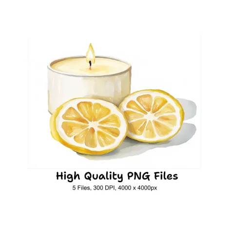 Lemon Scented Candle Clipart Bundle