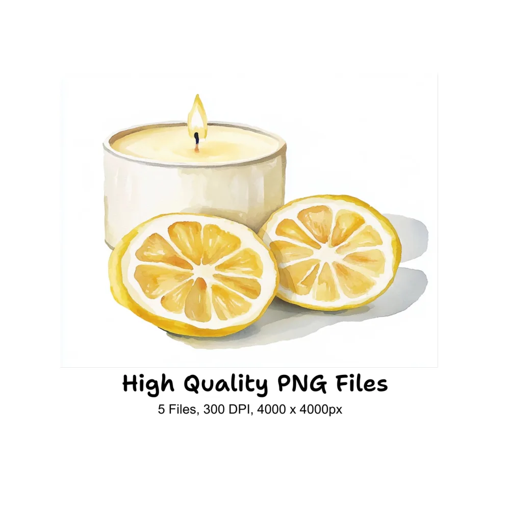 Lemon Scented Candle Clipart Bundle
