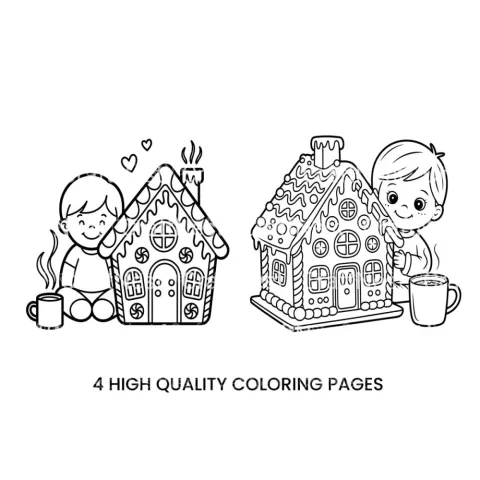 Gingerbread House Cozy Winter Coloring Books