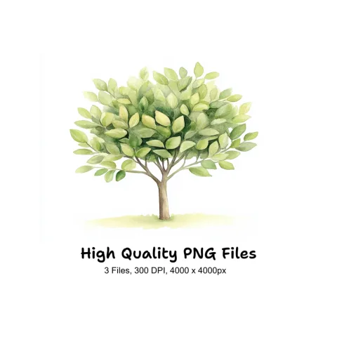 Lush Green Foliage Tree Clipart Bundle