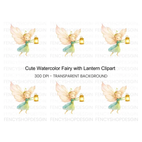 Enchanting Fairy with Glowing Lantern Clipart Bundle