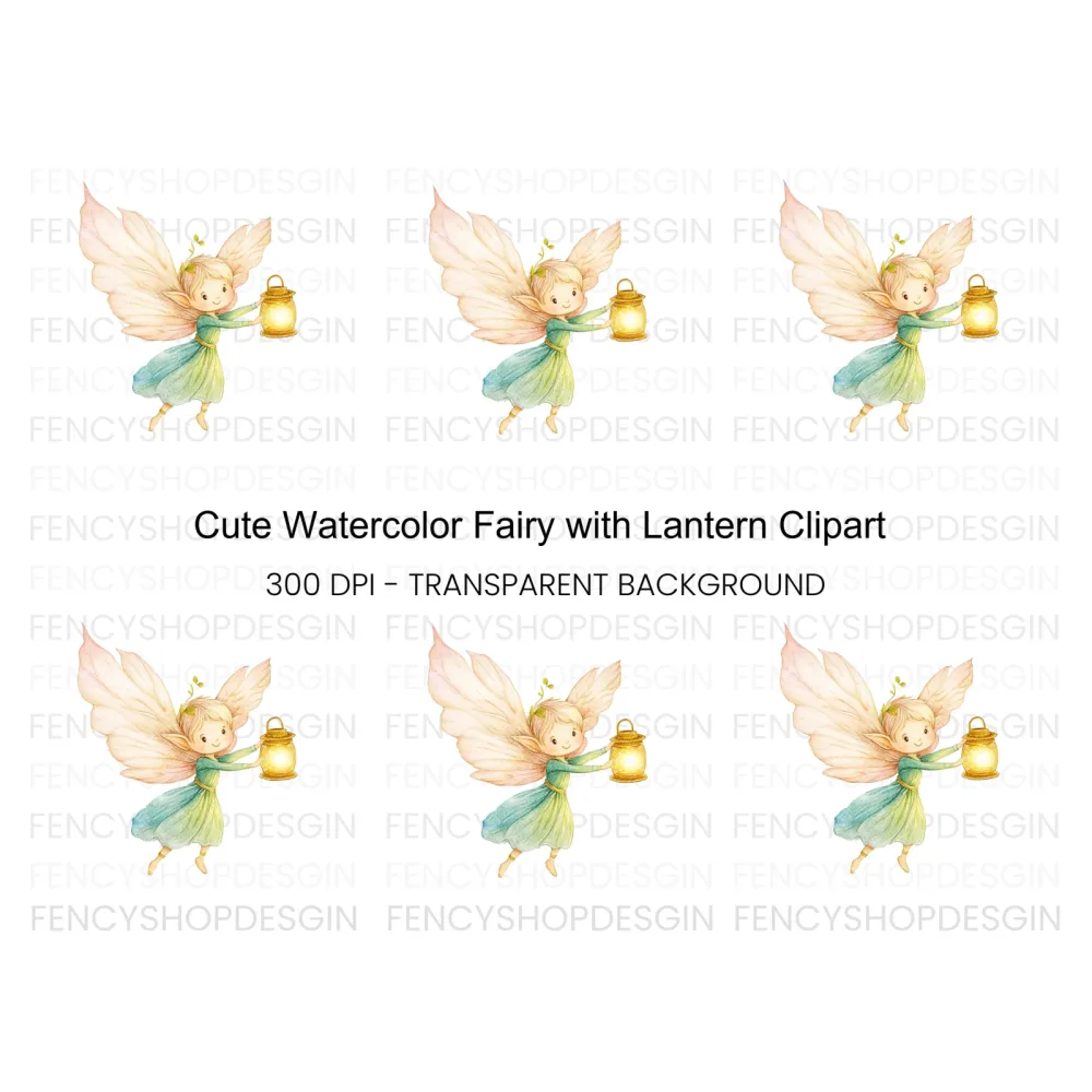 Enchanting Fairy with Glowing Lantern Clipart Bundle