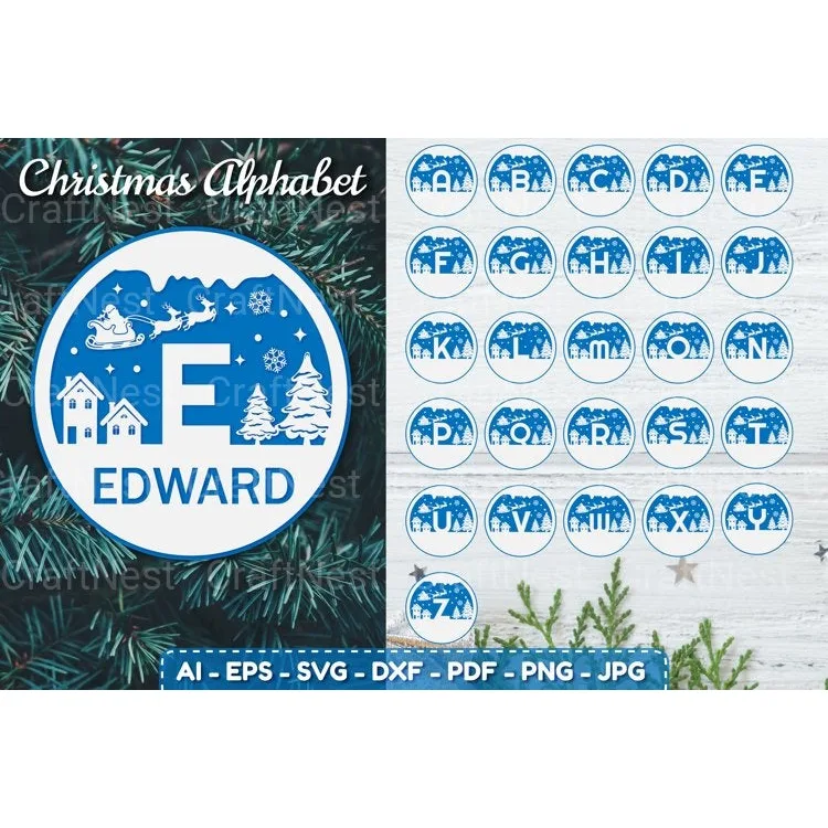 Alphabet Christmas Scene SVG