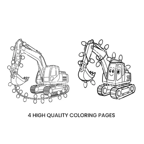 Excavator Christmas Lights Coloring Books