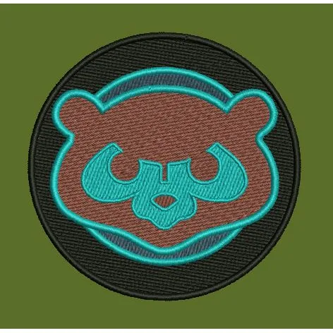 Stylized Circular Bear Face Emblem Embroidery Design