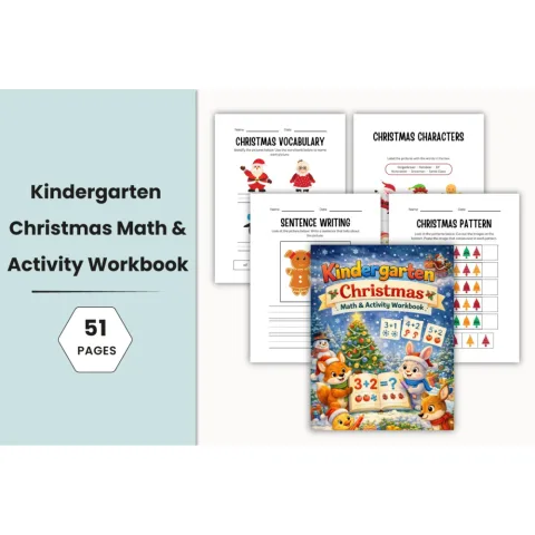 Kindergarten Christmas Math Activity Workbook