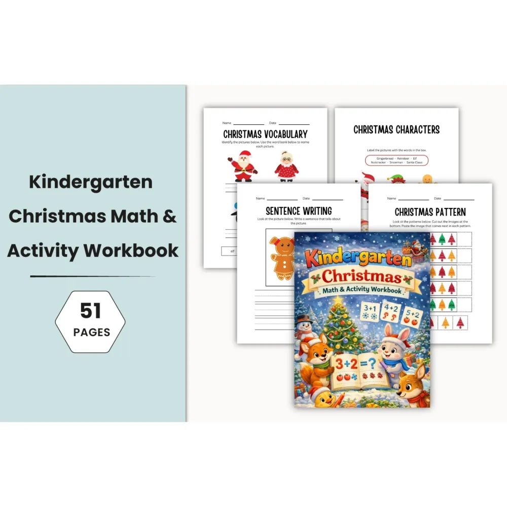 Kindergarten Christmas Math Activity Workbook
