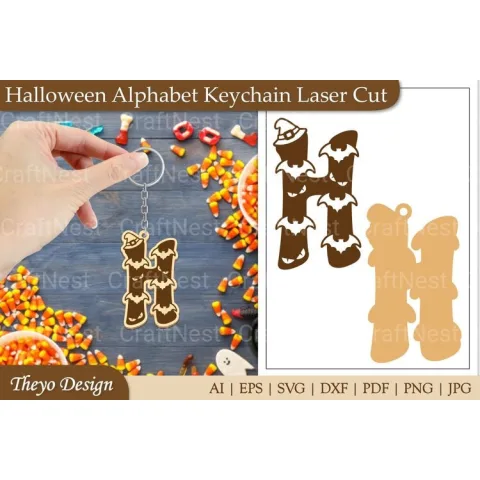 Halloween Keychain Alphabet SVG