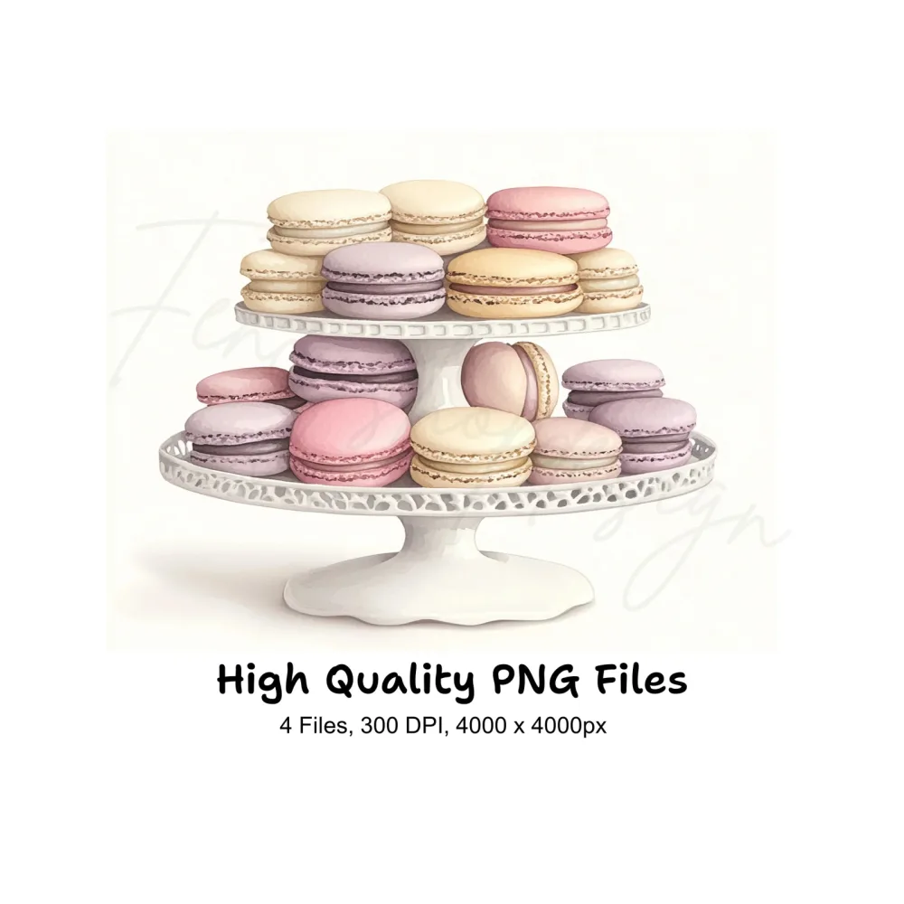 Elegant Macaron Towers Clipart Bundle