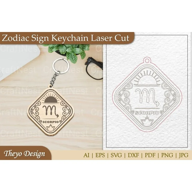 Zodiac Keychain SVG Bundle