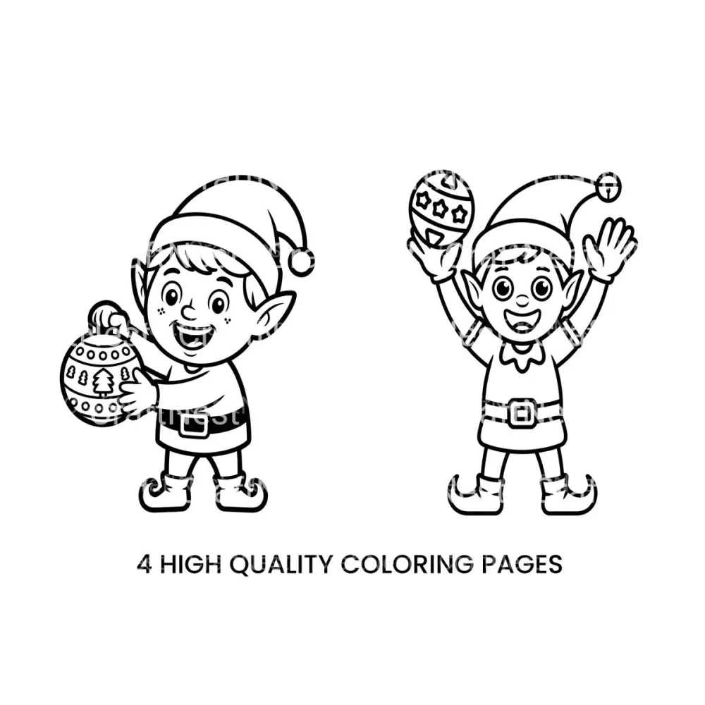 Christmas Elf with Ornaments Coloring Books