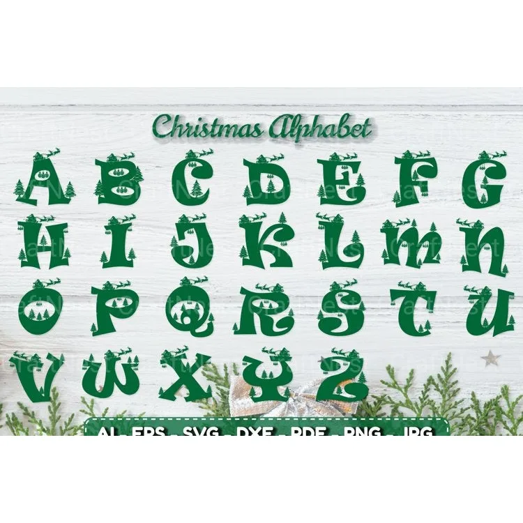 Alphabet Christmas Scene SVG