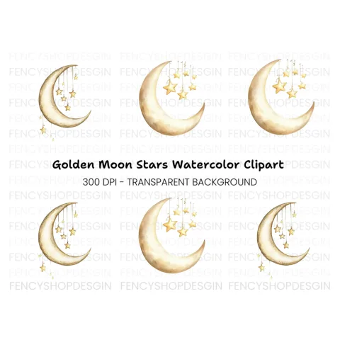 Dreamy Moon and Stars Clipart Bundle