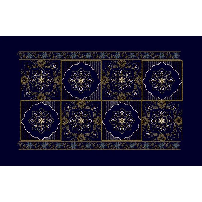 Mughal Medallion Tile Navy & Gold Embroidery Design
