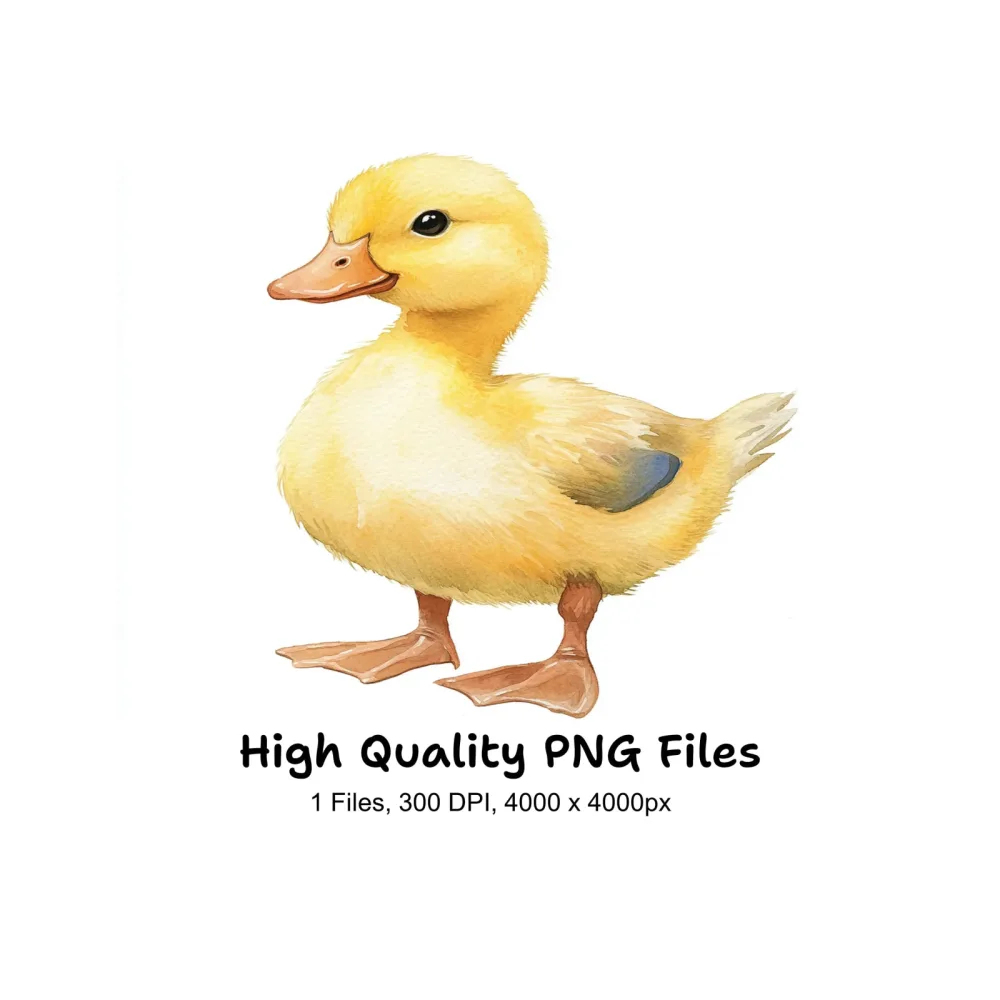 Cute Yellow Duckling Clipart Bundle