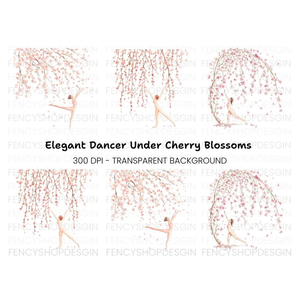 Cherry Blossom Dancers Clipart Bundle