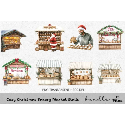 Gingerbread Christmas Market Clipart Bundle