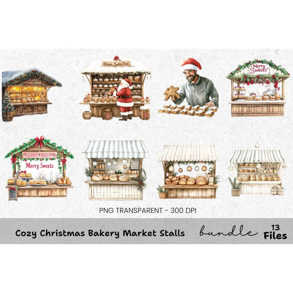 Gingerbread Christmas Market Clipart Bundle