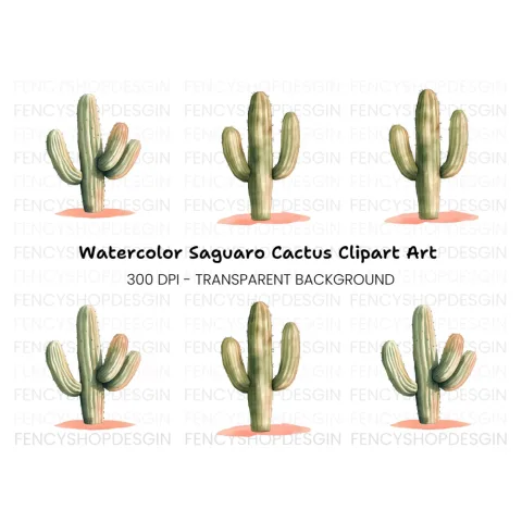 Saguaro Cactus Clipart Bundle