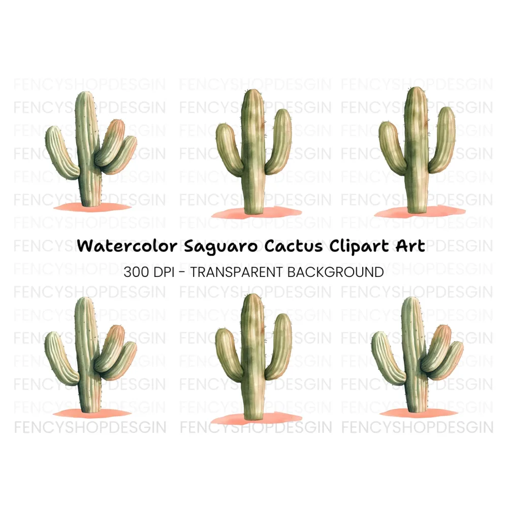 Saguaro Cactus Clipart Bundle
