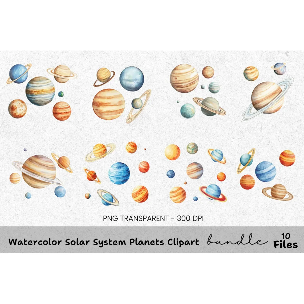 Solar System Planets Clipart Bundle