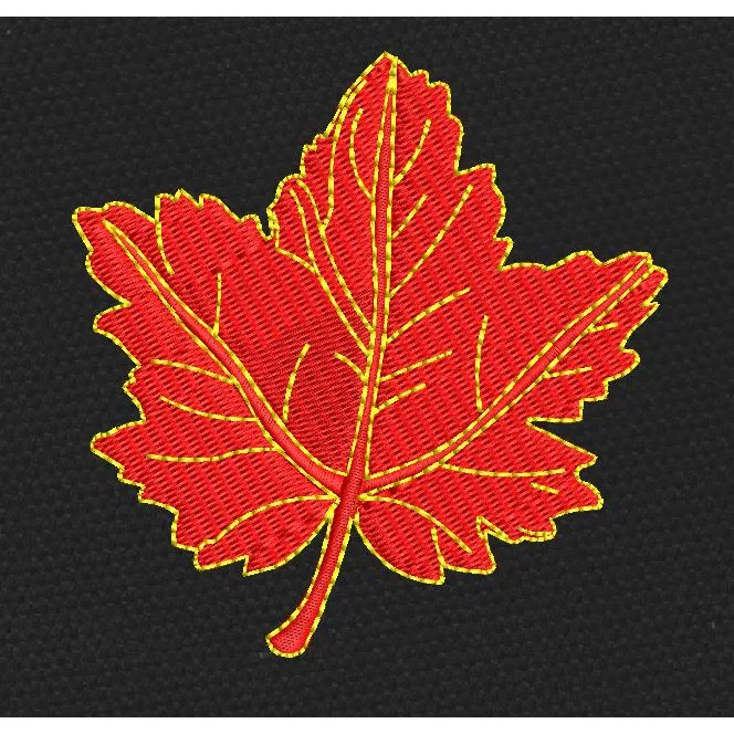 Maple Leaf Red Embroidery Design